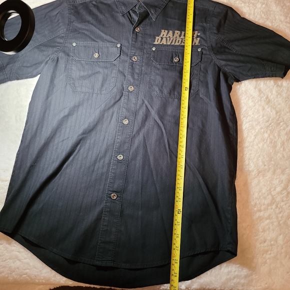 Harley Davidson Mens Small Button Up Shirt Pinstripes - Picture 9 of 14